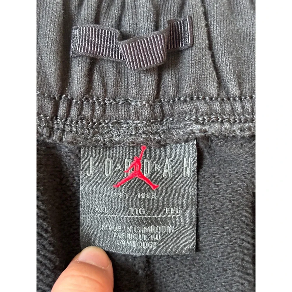 Jordan Mens XXL Black All Over Jumpman Logo Fleece Jogger Sweatpants Drawstring